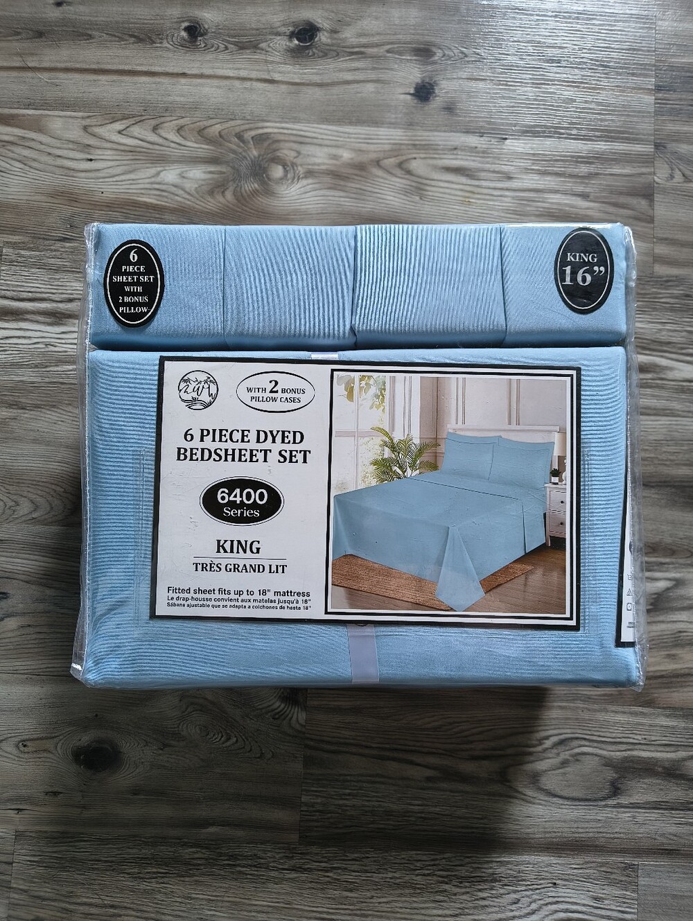 6400 Series 6-Piece Dyed Sheet Set King Size Light Blue